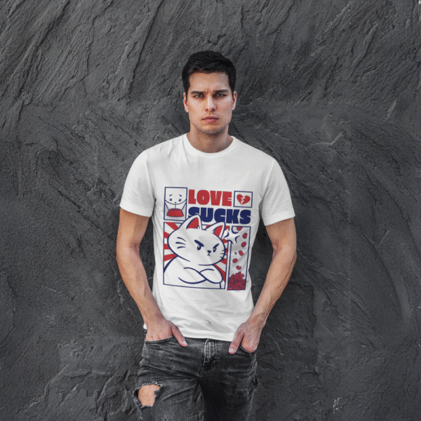 T-shirt Love Sucks Chat - Design Manga Streetwear Unisexe - Image 2