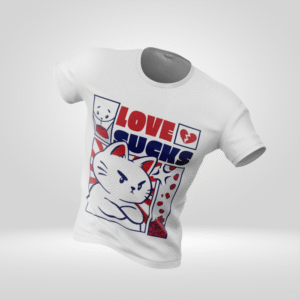 T-shirt Love Sucks Chat - Design Manga Streetwear Unisexe