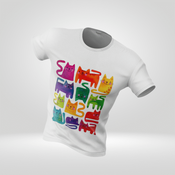 T-shirt Chats Arc-en-Ciel "SMILE" - Design Coloré Kawaii Unisexe - Image 2