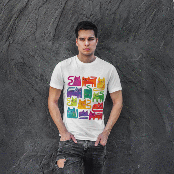 T-shirt Chats Arc-en-Ciel "SMILE" - Design Coloré Kawaii Unisexe - Image 3