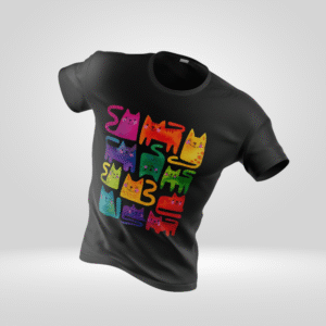 T-shirt Chats Arc-en-Ciel "SMILE" - Design Coloré Kawaii Unisexe